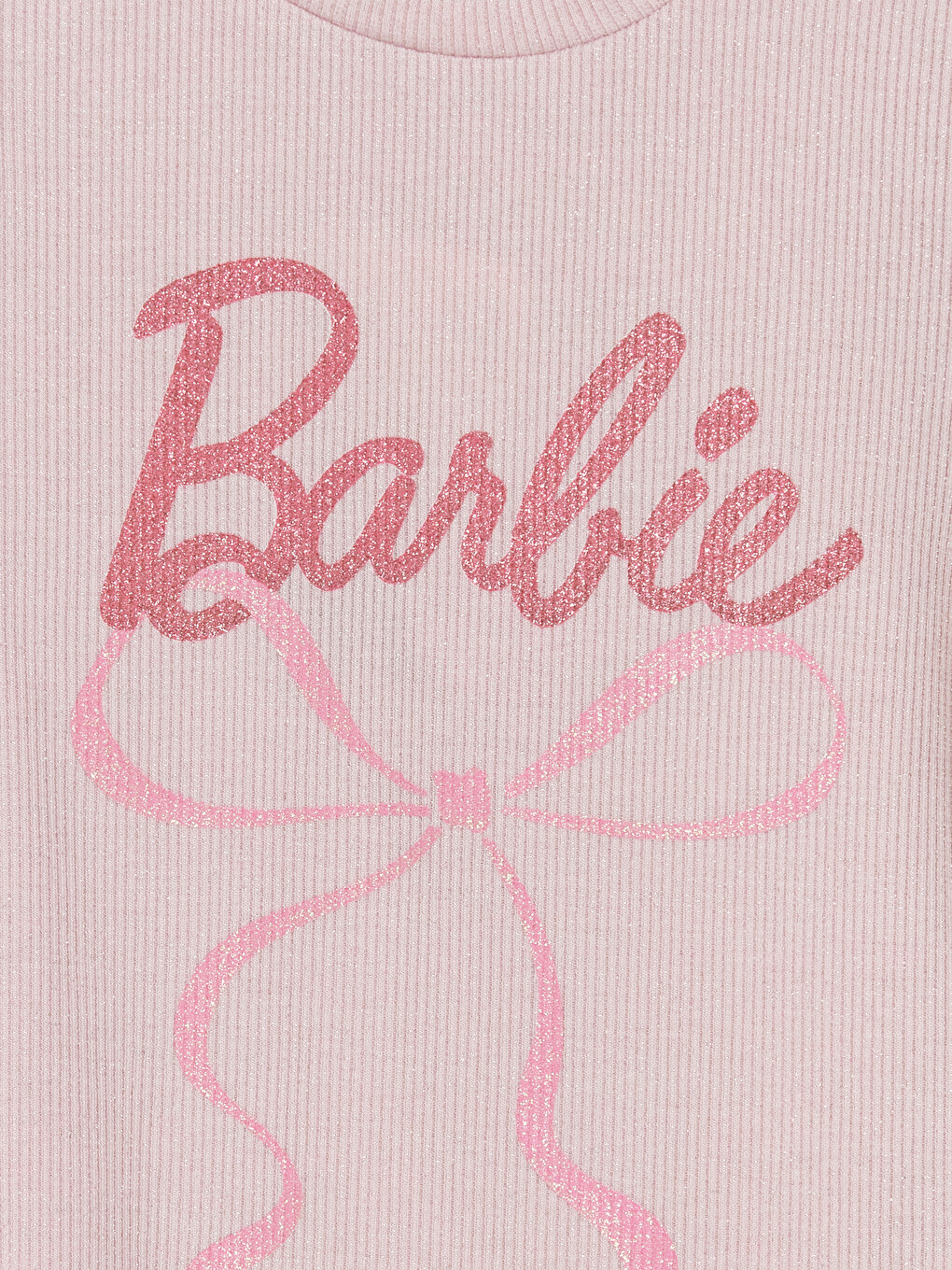 Pembe Fırfırlı Barbie Baskılı Kız Çocuk Tişört-2