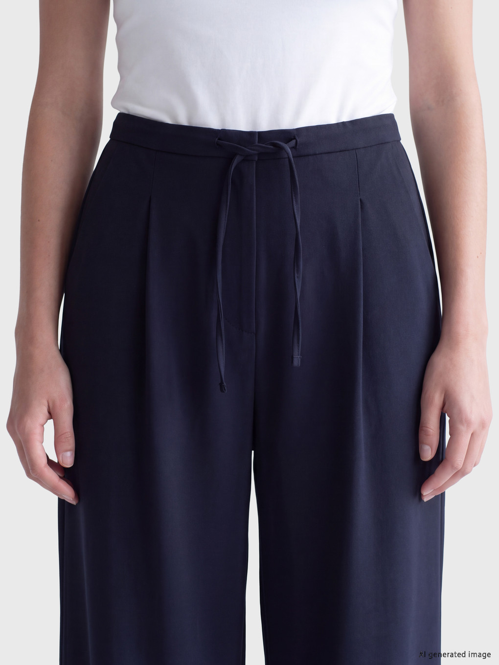 Drawstring Waist Pleated Women's Trousers-2
