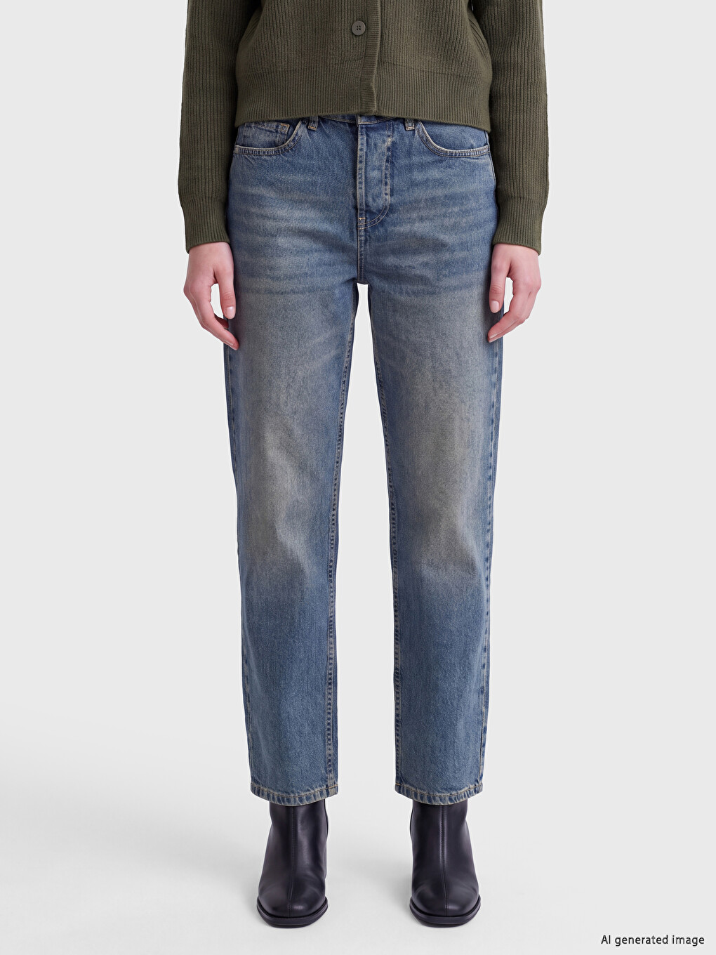 İndigo Straight Fit Kadın Jean Pantolon-1