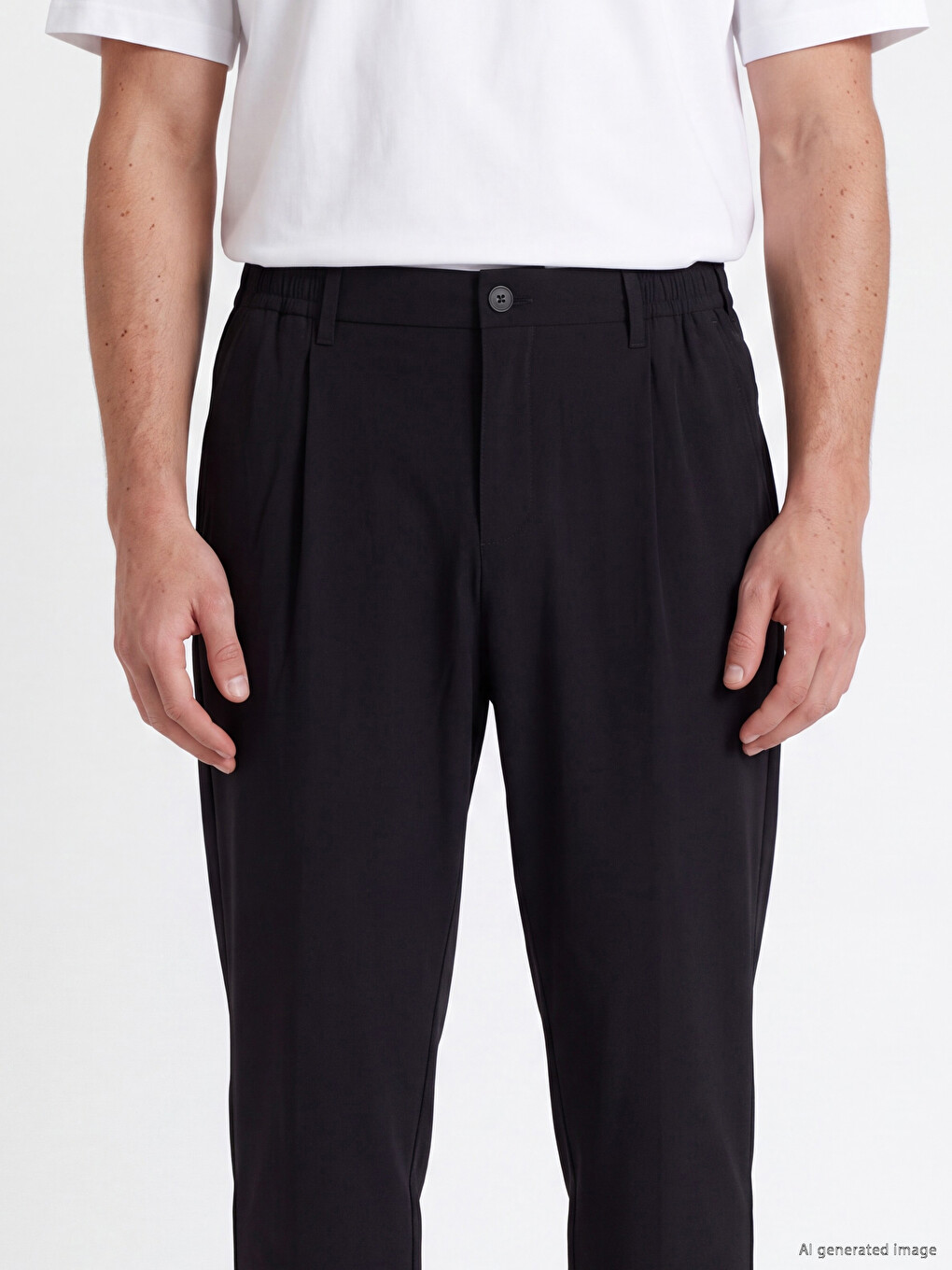 Siyah Slim Fit Erkek Pileli Pantolon-2