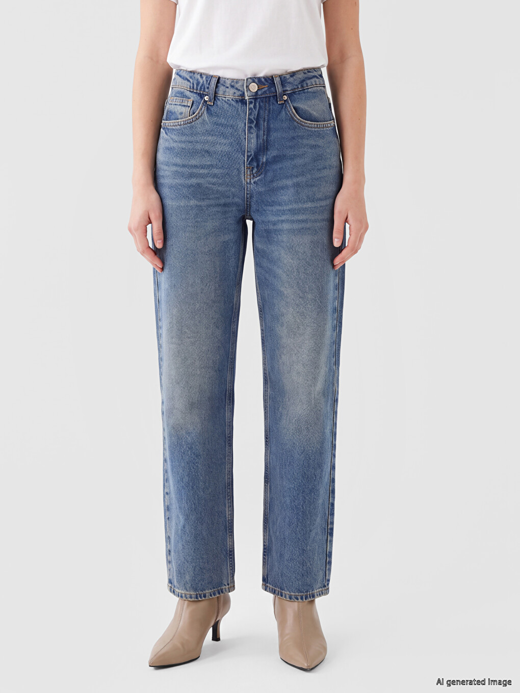 İndigo Straight Fit Kadın Jean Pantolon-1