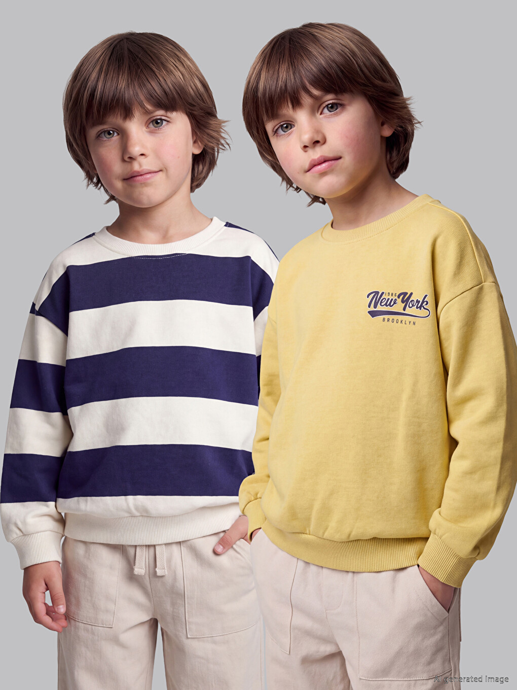 Sarı 2'li Erkek Çocuk Sweatshirt-1