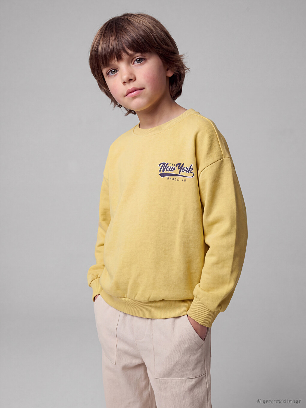 Sarı 2'li Erkek Çocuk Sweatshirt-3