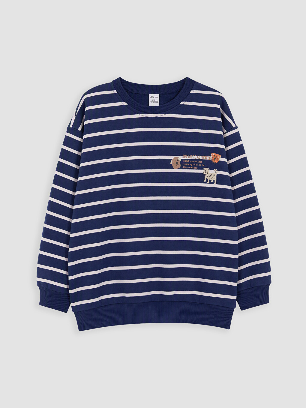 Lacivert Çizgili Erkek Çocuk Kalın Sweatshirt