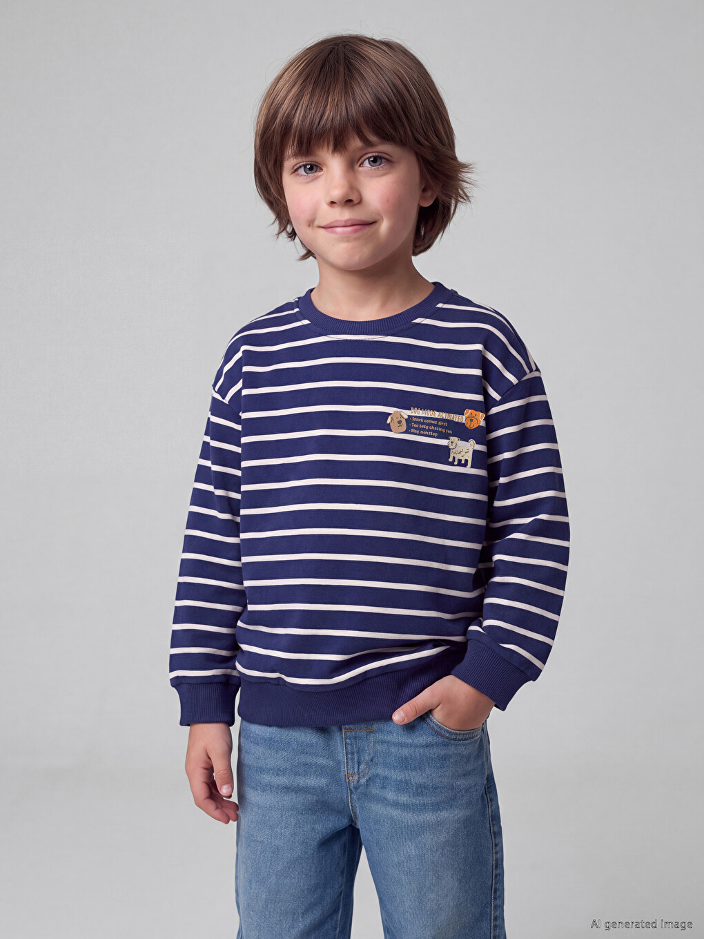 Striped Boys' Thick Sweatshirt-1
