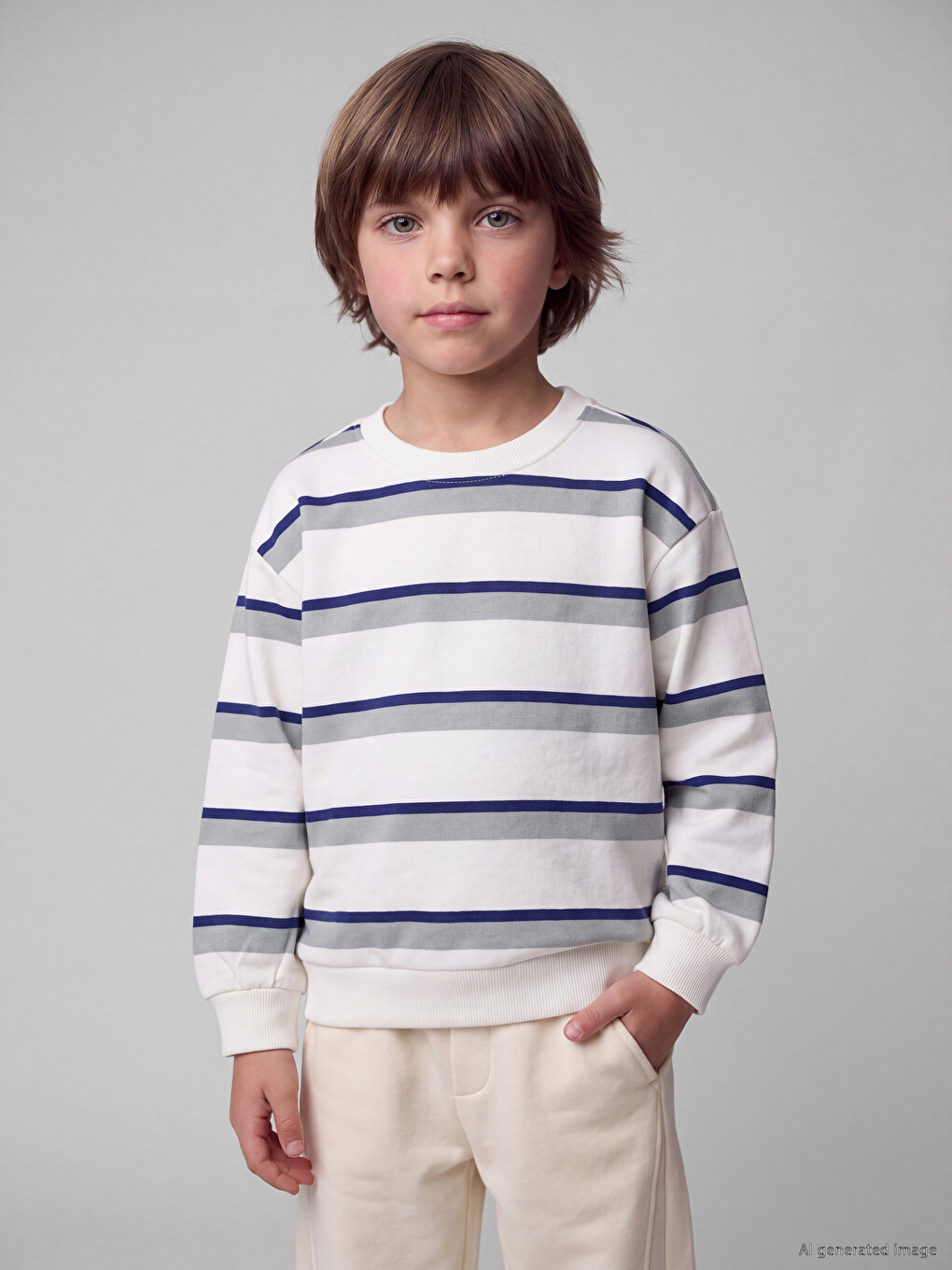 Yeşil Bisiklet Yaka Erkek Çocuk Sweatshirt 2'li-2