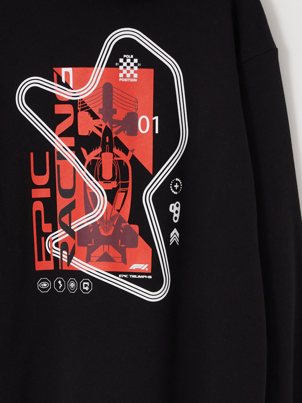 Siyah Erkek Çocuk Formula 1 Kalın Fermuarlı Sweatshirt-4