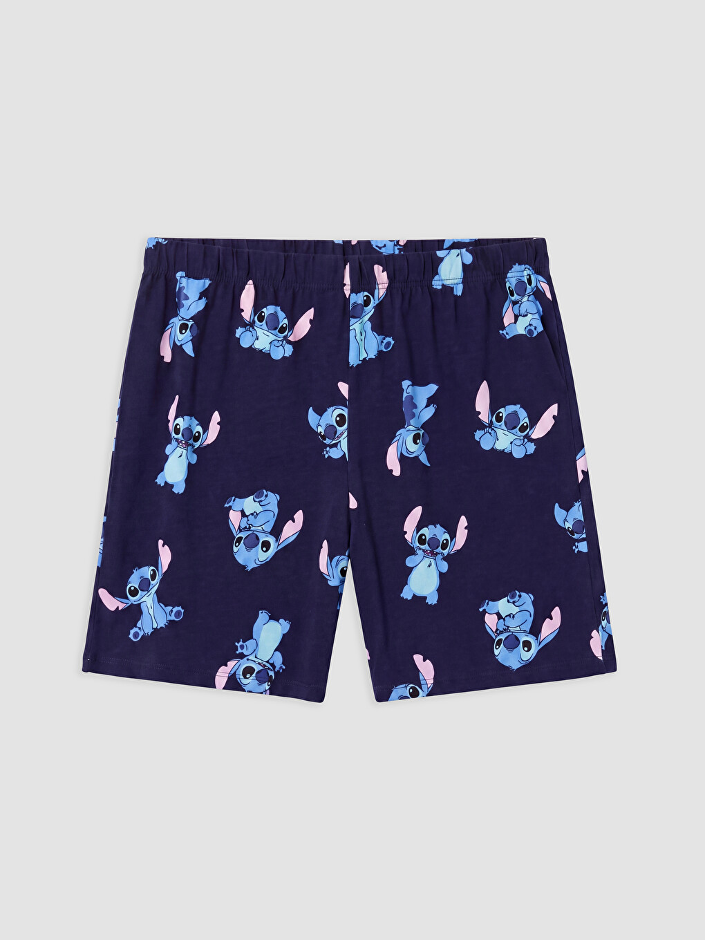 Lacivert Stitch Baskılı Kadın Şort Pijama Alt