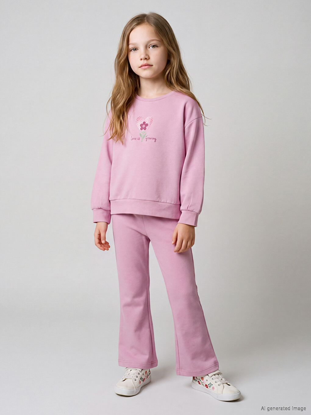 Printed Girls' Soft Touch Tracksuit Set