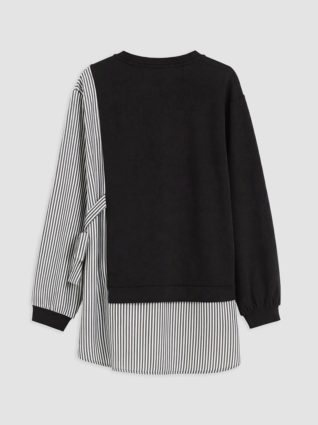 Siyah Çizgili Kadın Sweatshirt Tunik-1