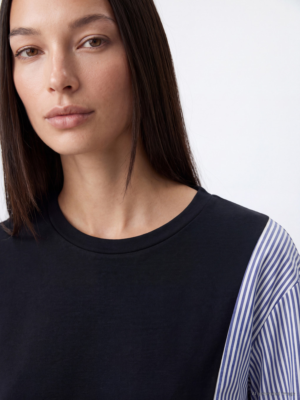 Lacivert Çizgili Kadın Sweatshirt Tunik-2