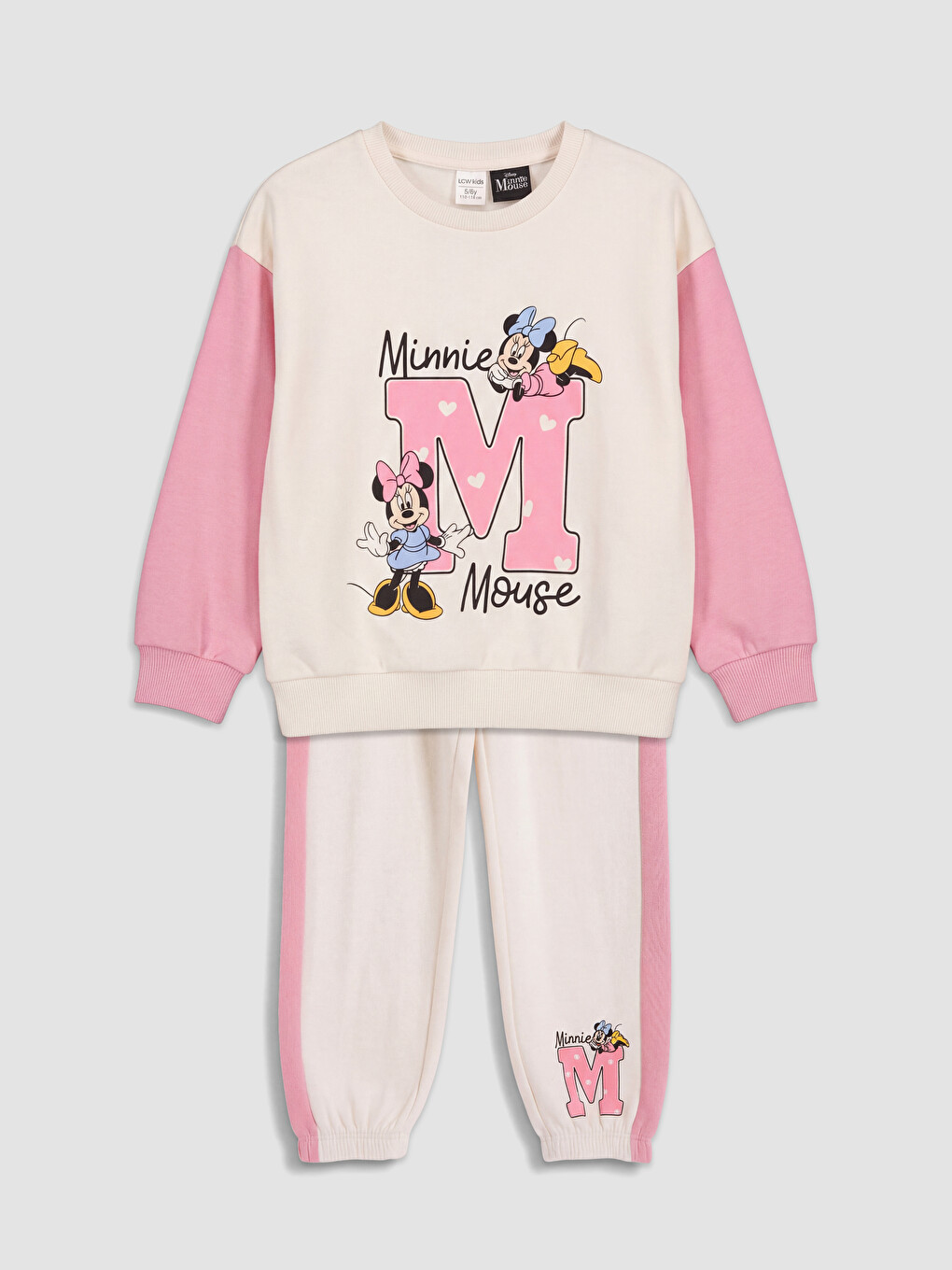 Ekru Minnie Mouse Baskılı Kız Çocuk Kalın Takım