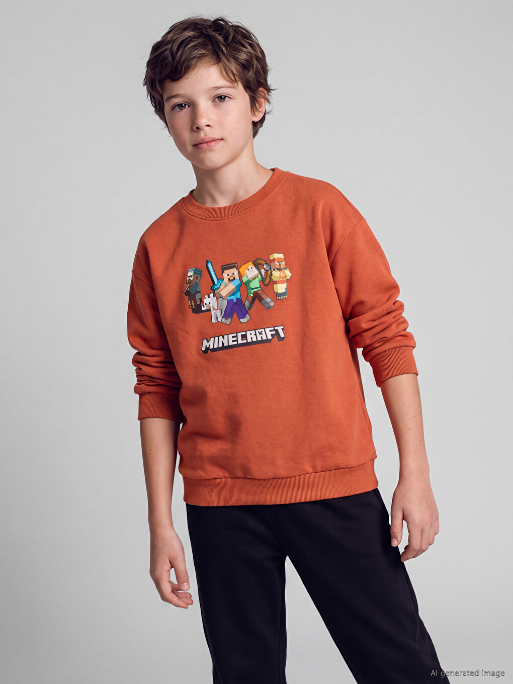 Minecraft Erkek Çocuk Kalın Sweatshirt