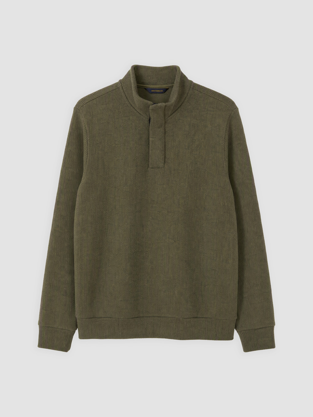 Haki Dik Yaka Erkek Sweatshirt