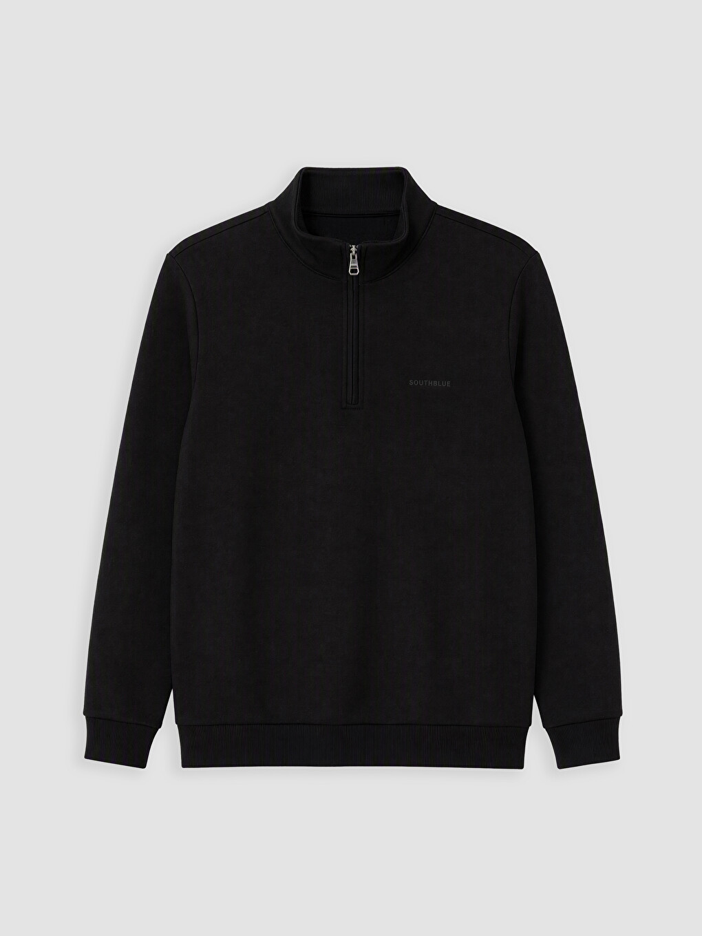 Siyah Dik Yaka Erkek Kalın Sweatshirt-4