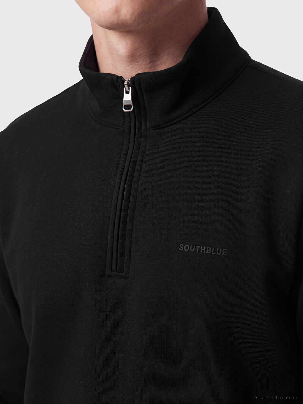 Siyah Dik Yaka Erkek Kalın Sweatshirt-2