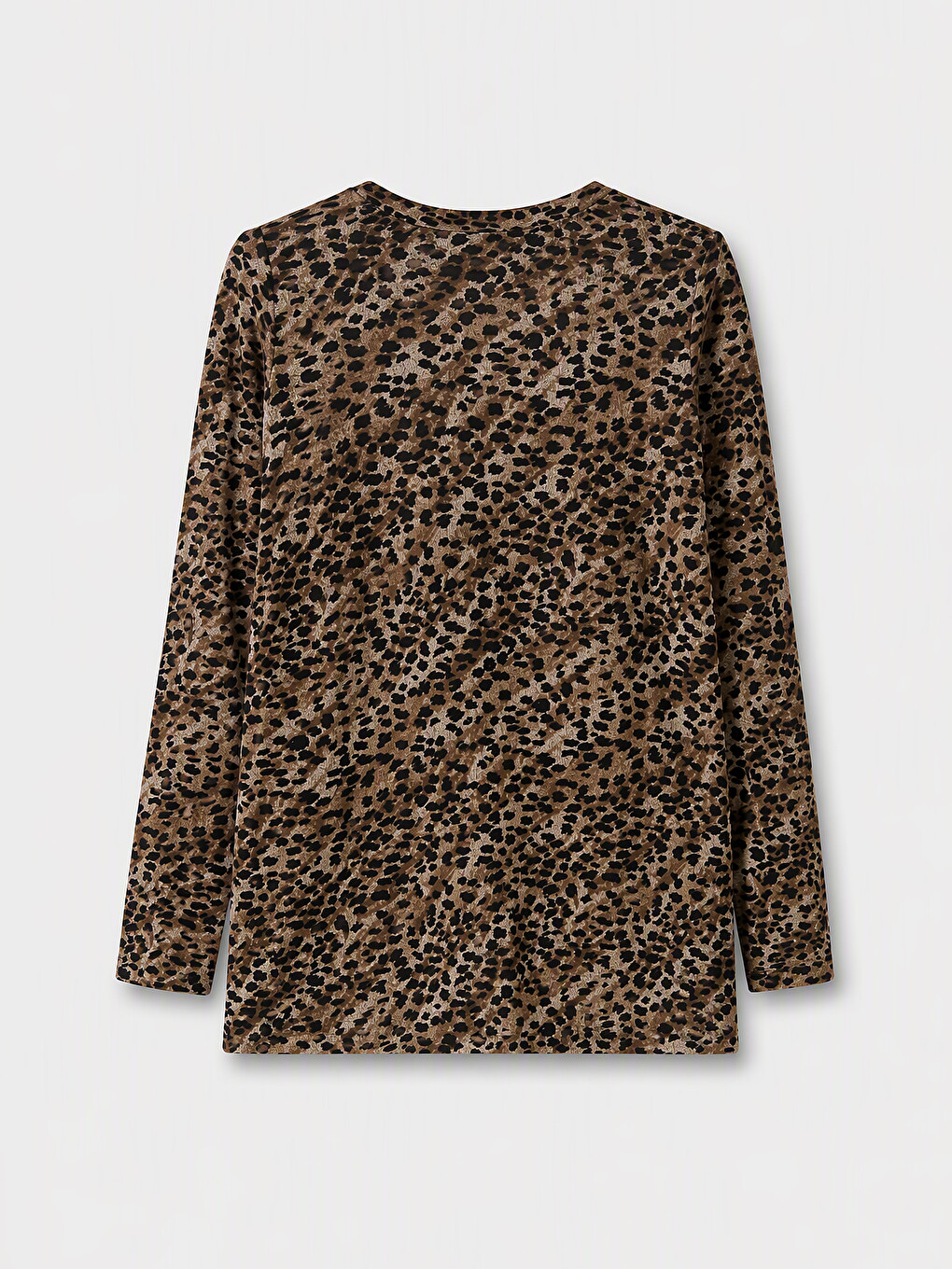 Bej Leopar Desenli Kadın Tişört-5