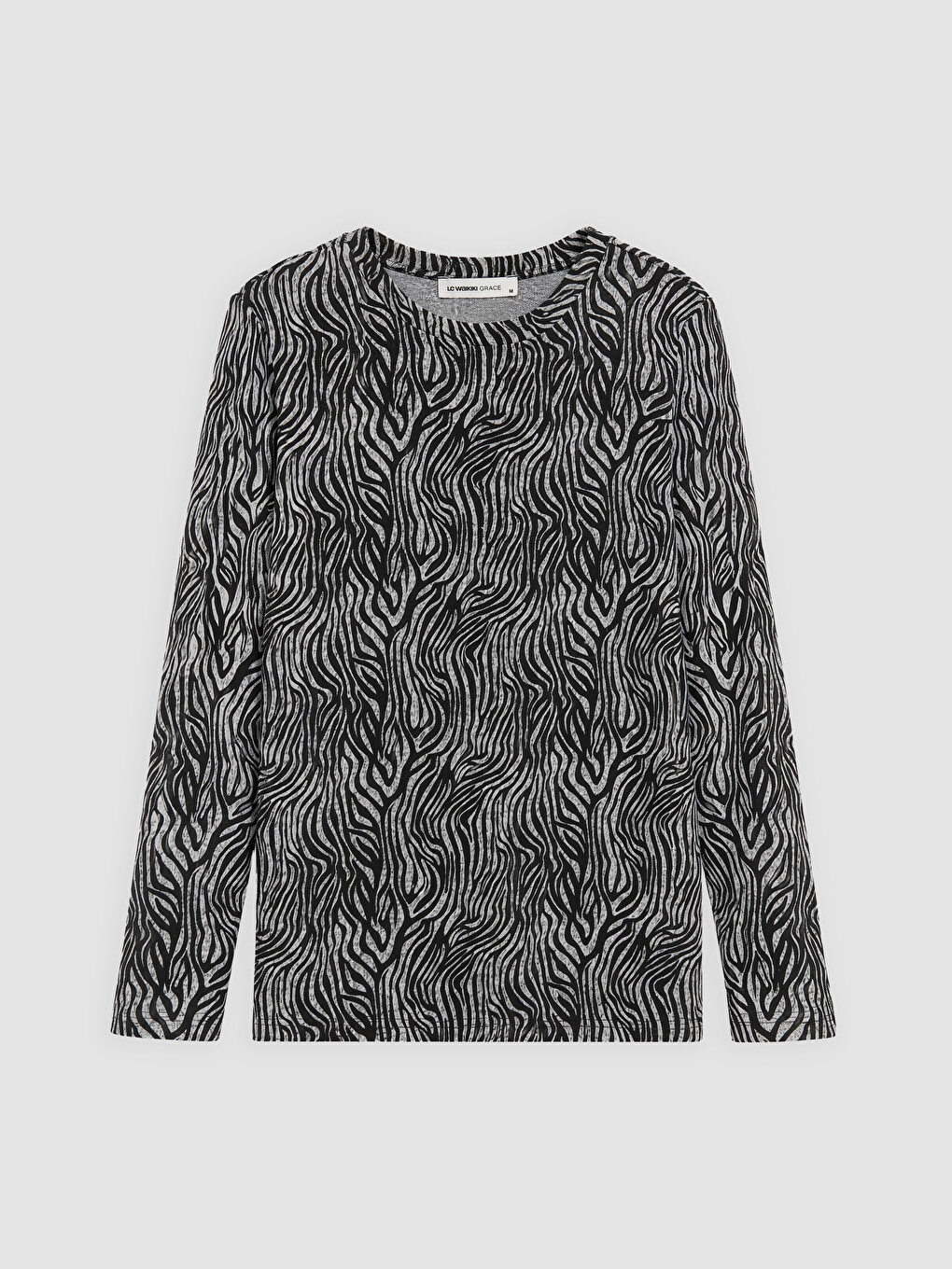 Crew Neck Patterned Blouse-4