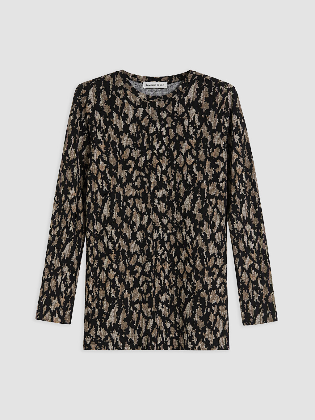 Crew Neck Patterned Blouse