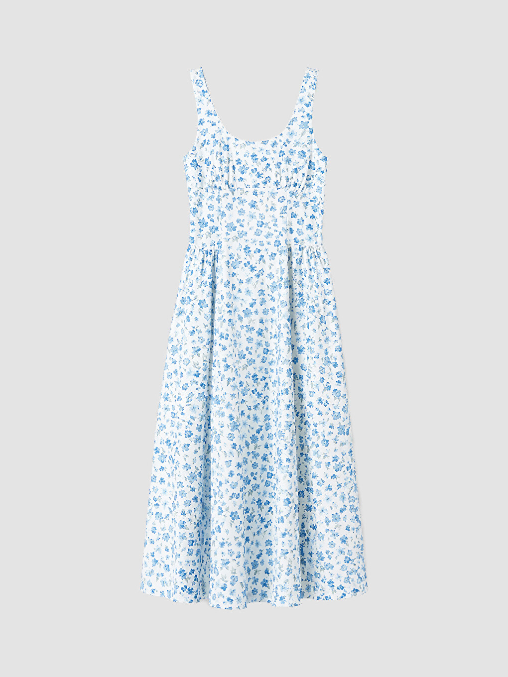 Square Neck Floral Fitted Waist Dress