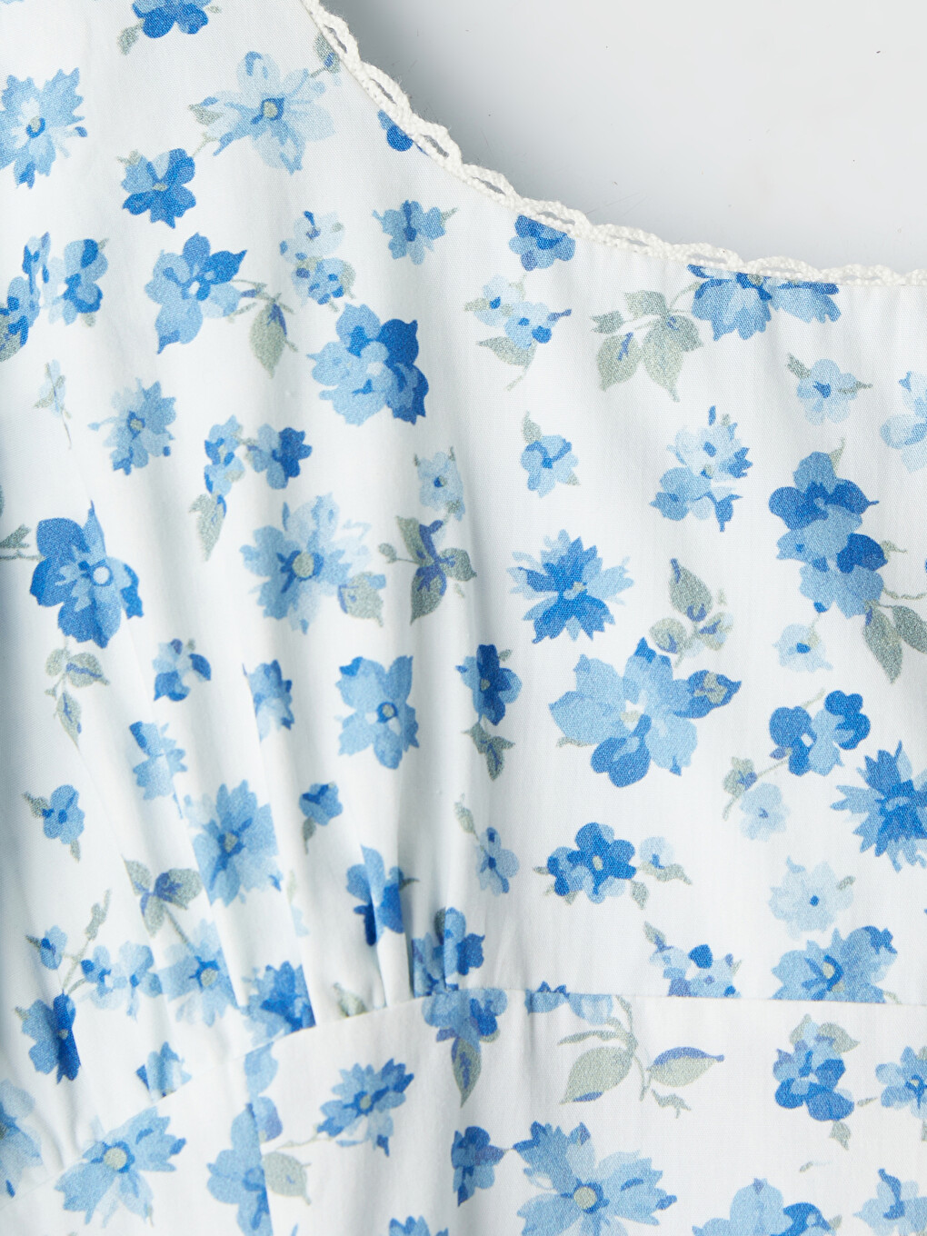 Square Neck Floral Fitted Waist Dress-1