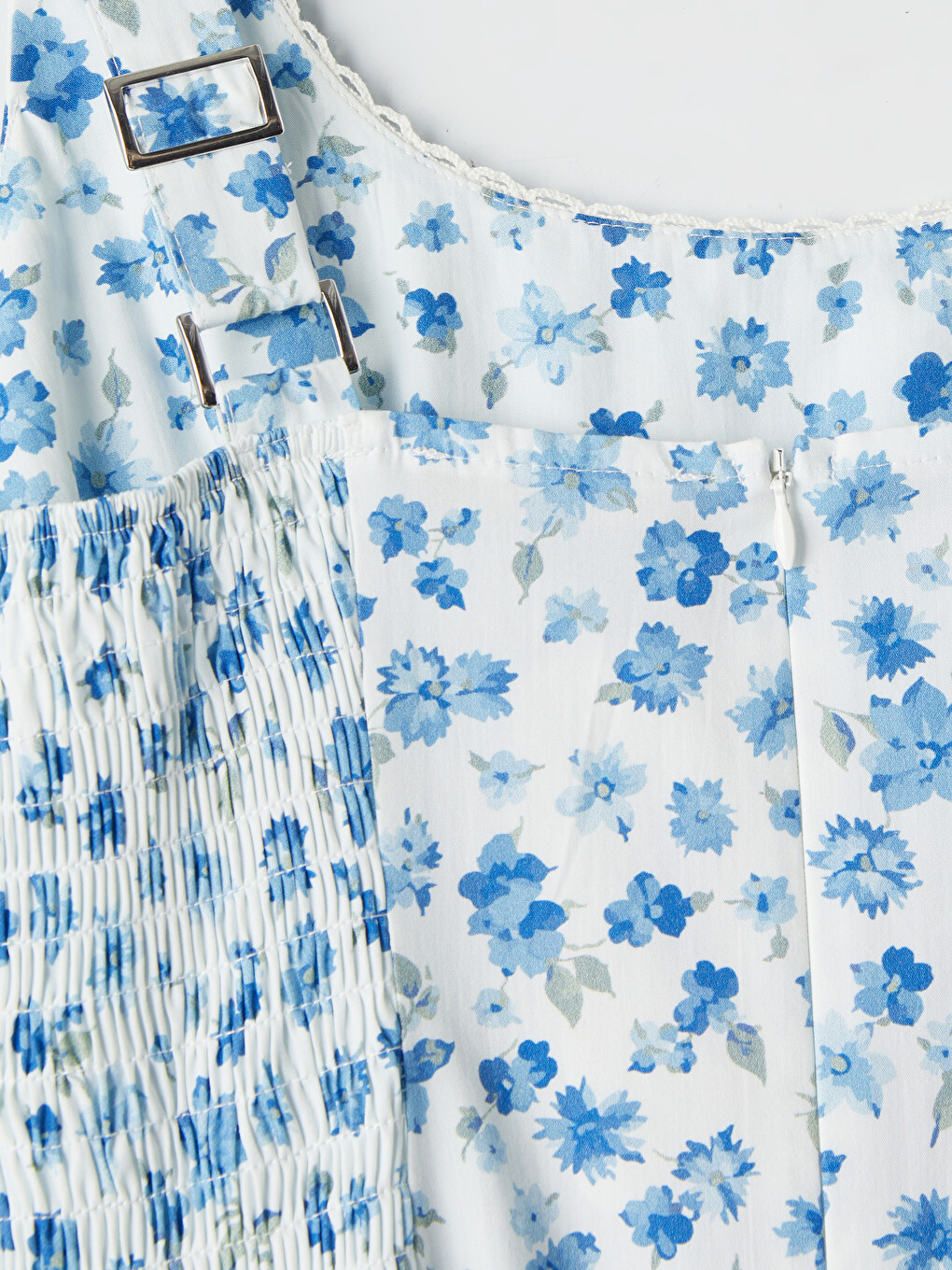 Square Neck Floral Fitted Waist Dress-2