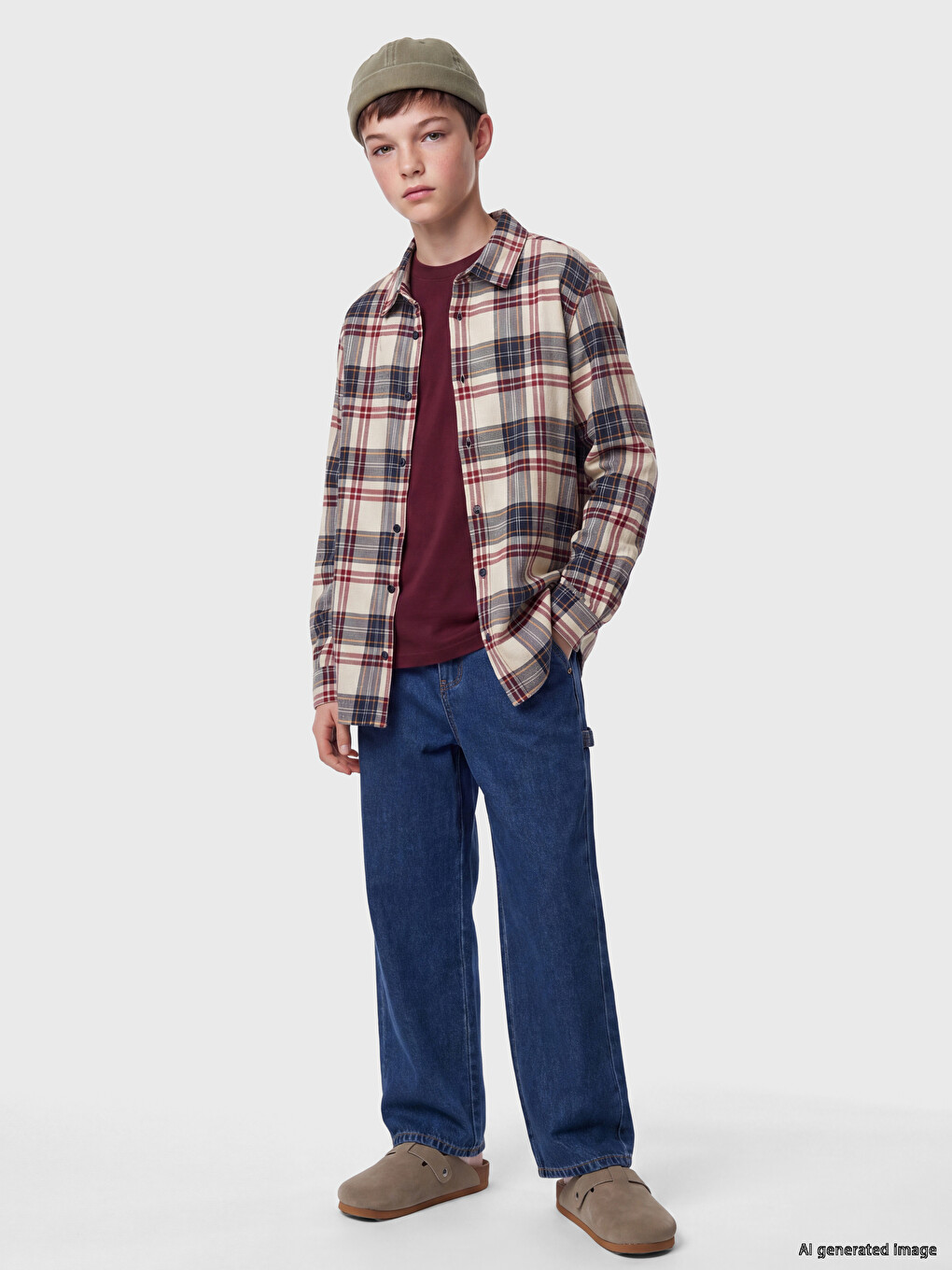 Plaid Gabardine Boys' Shirt-1