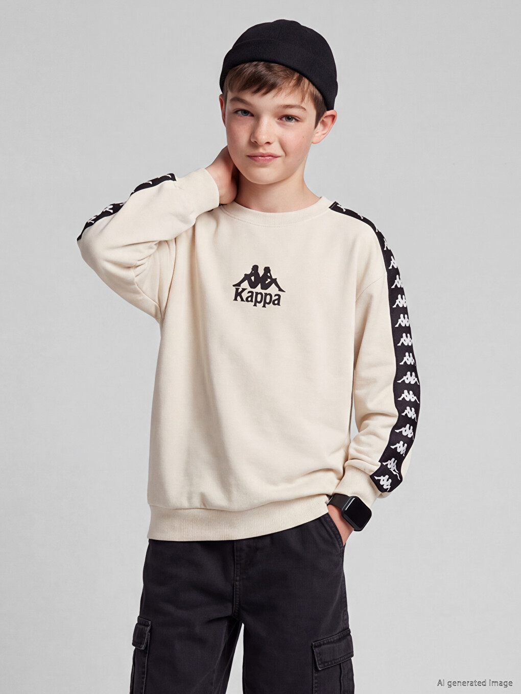 Bej Baskılı Soft Touch Unisex Çocuk Sweatshirt-3