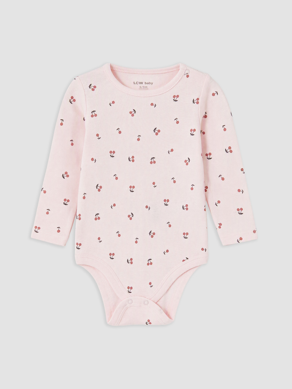 Pembe Bisiklet Yaka Desenli Kız Bebek Çıtçıtlı Body
