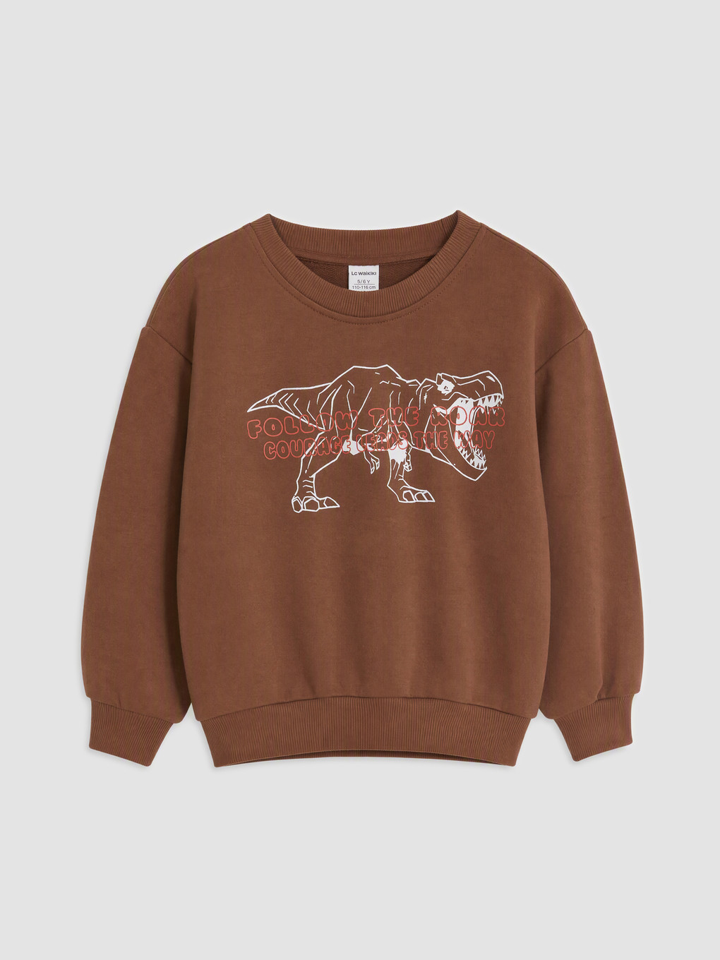 Kahverengi Bisiklet Yaka Baskılı Erkek Sweatshirt