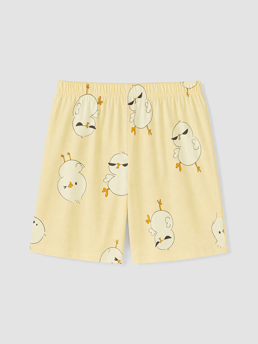 Sarı Beli Lastikli Desenli Kadın Şort Pijama Alt-2