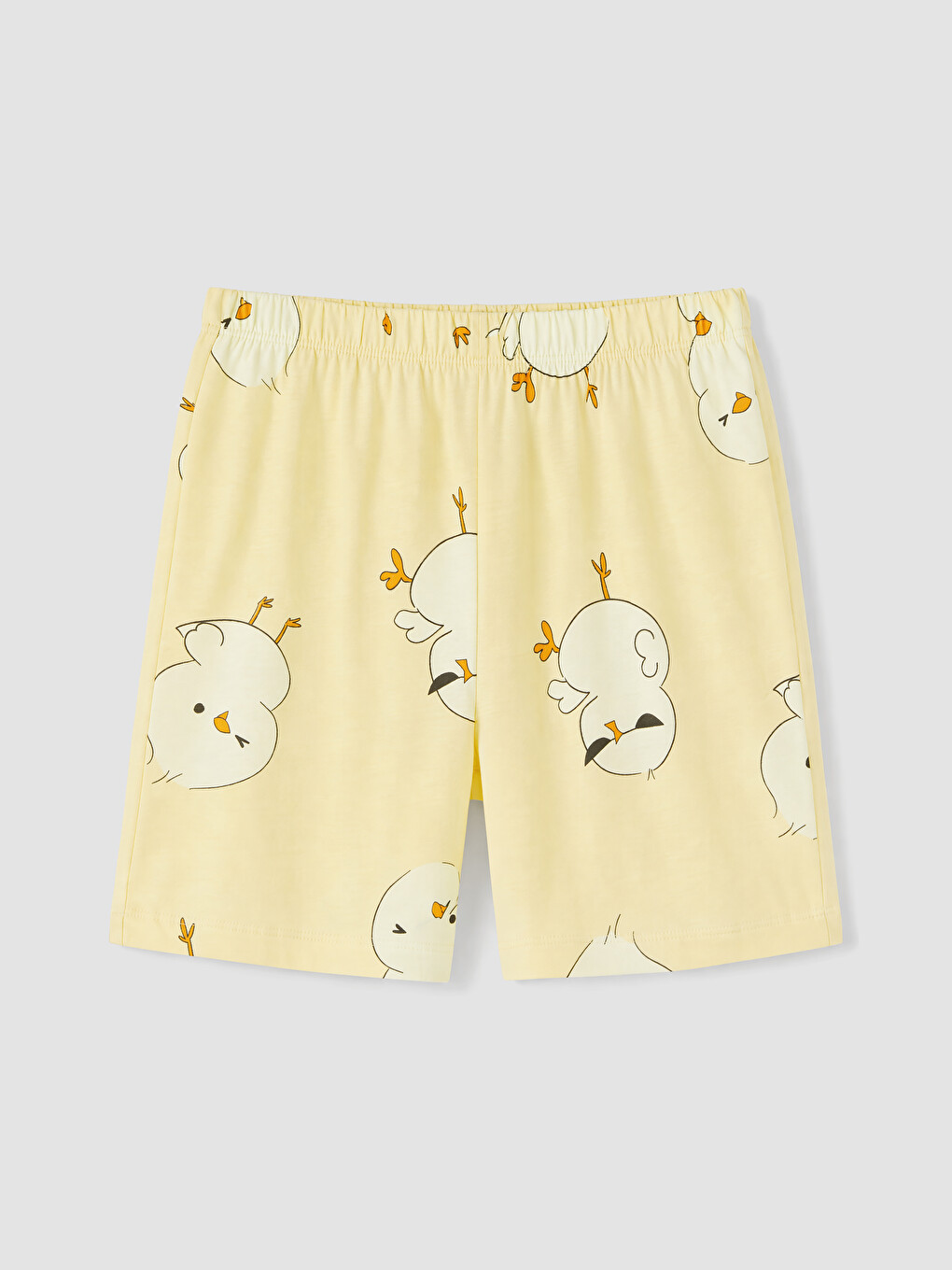 Sarı Beli Lastikli Desenli Kadın Şort Pijama Alt