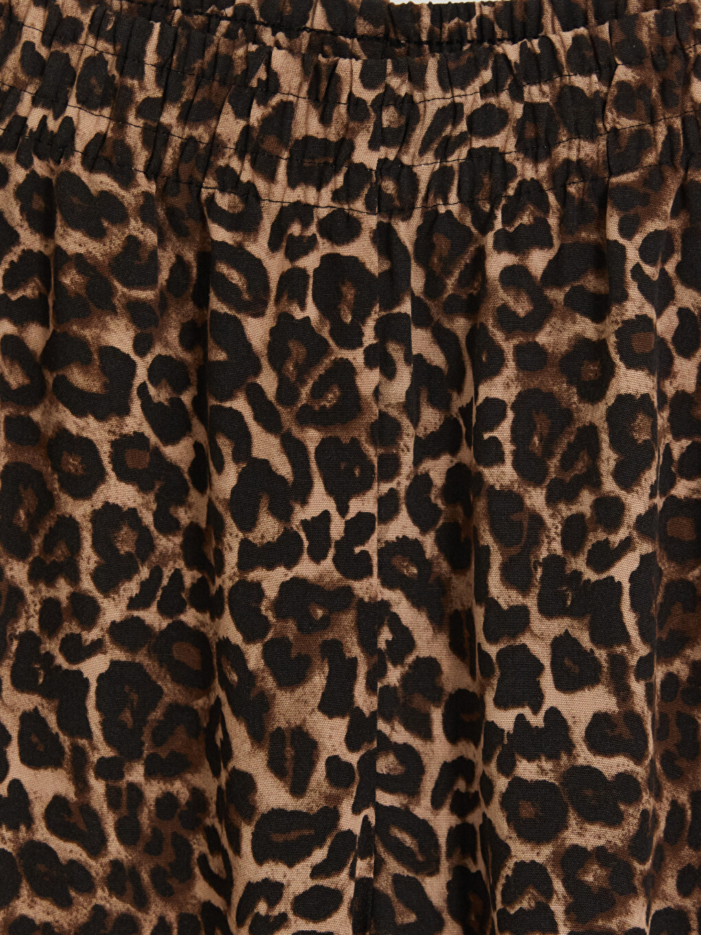 Kahverengi Leopar Desenli Keten Karışımlı Kadın Pantolon-5
