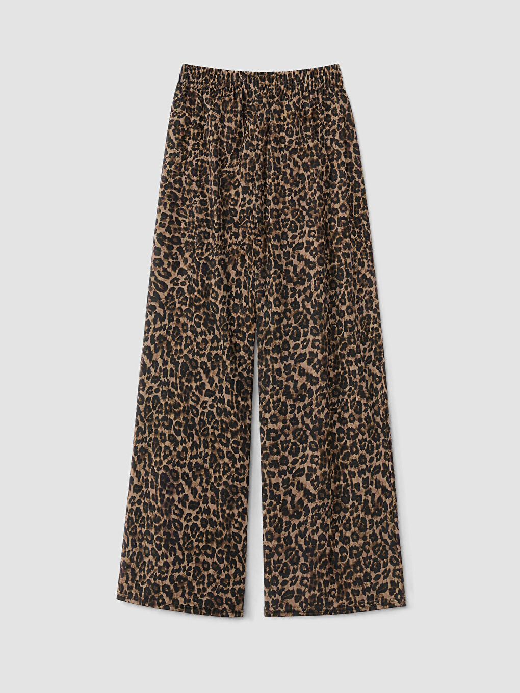 Kahverengi Leopar Desenli Keten Karışımlı Kadın Pantolon-6