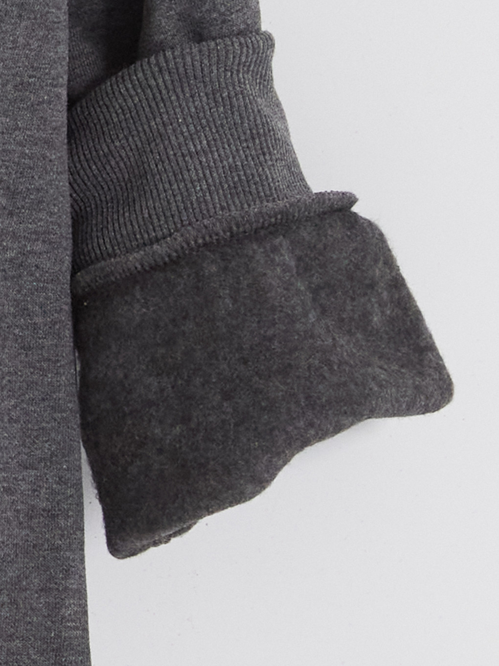 Gri Nakışlı Kalın Sweatshirt-1