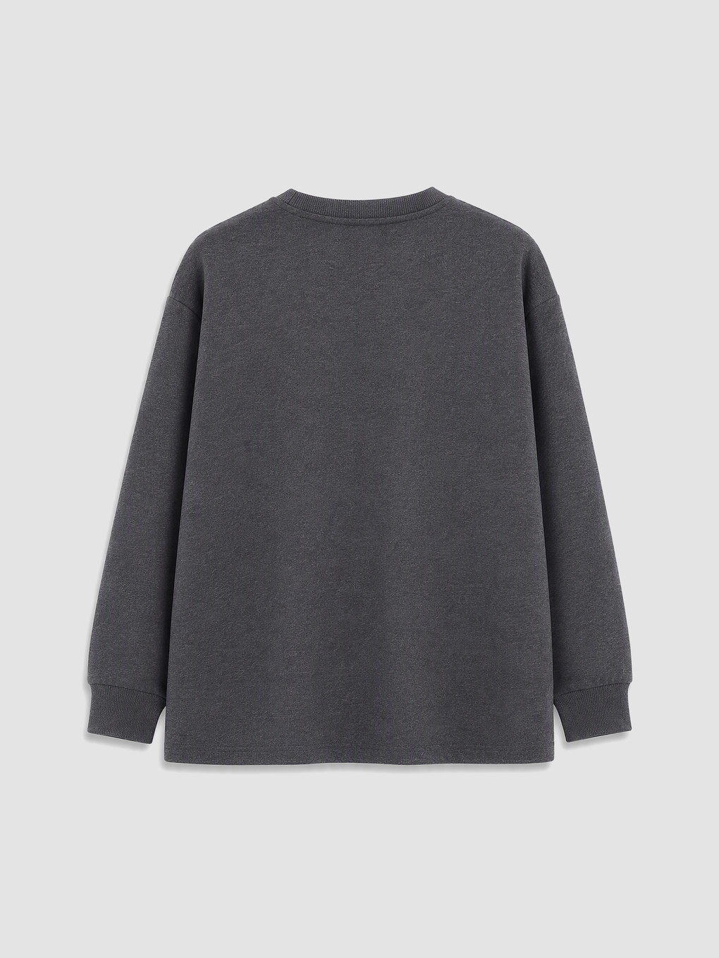 Gri Nakışlı Kalın Sweatshirt-3