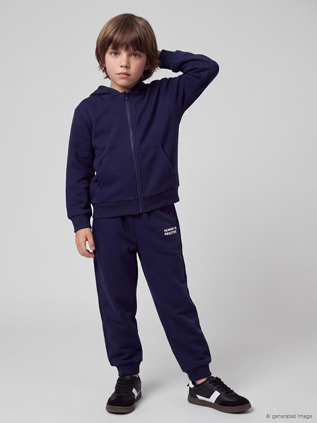 Boy Beige Jogger Sweatpants-1
