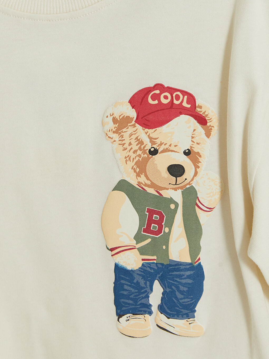 Bej Teddy Baskılı Erkek Çocuk Tişört-1