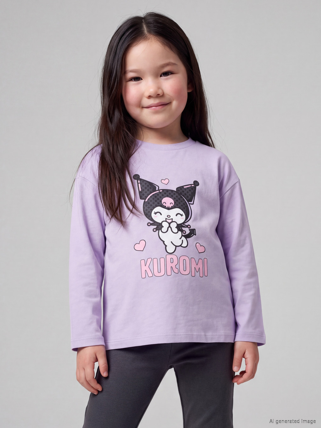  Kuromi Baskılı Kız Çocuk Tişört
