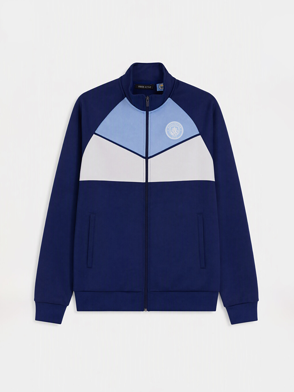 Lacivert Manchester City Baskılı Erkek Fermuarlı Sweatshirt