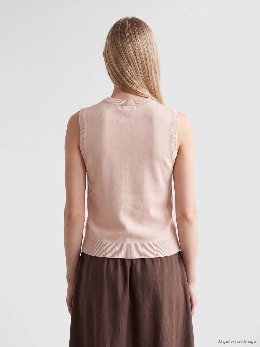 Gilet Femme En Tricot À Col Rond Ceinturé-3