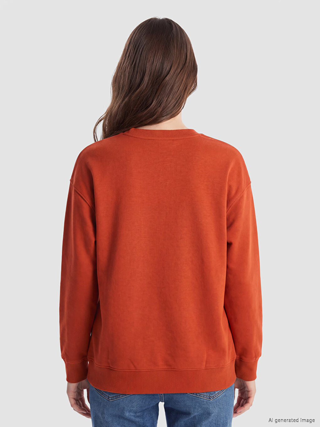 Turuncu Oversize Kadın Kalın Sweatshirt Tunik-3