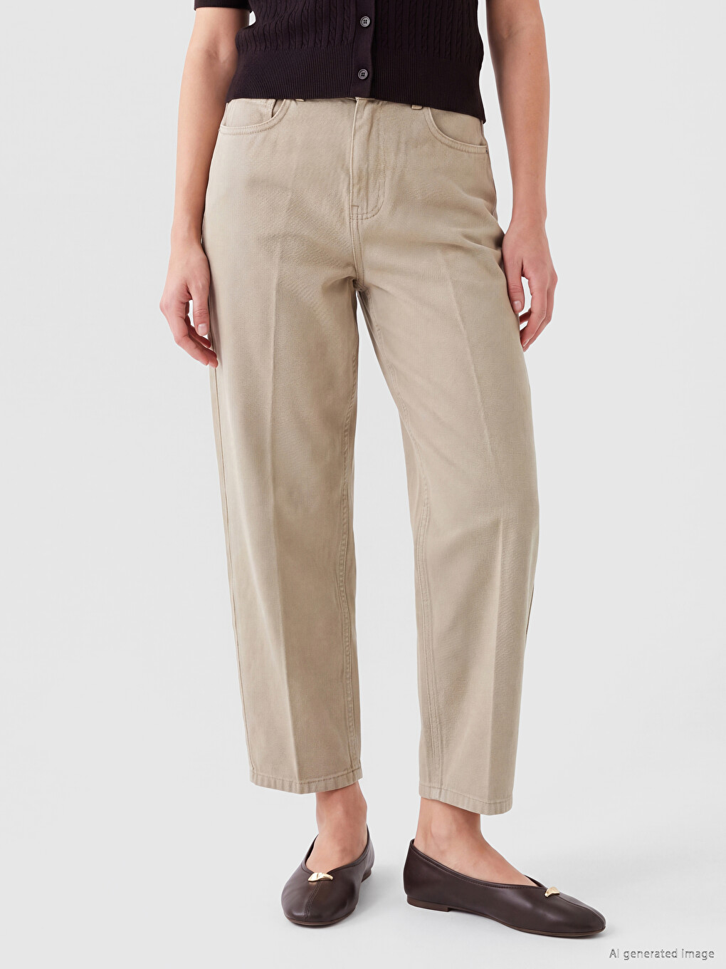 Bej Carrot Fit Kadın Jean Pantolon-1