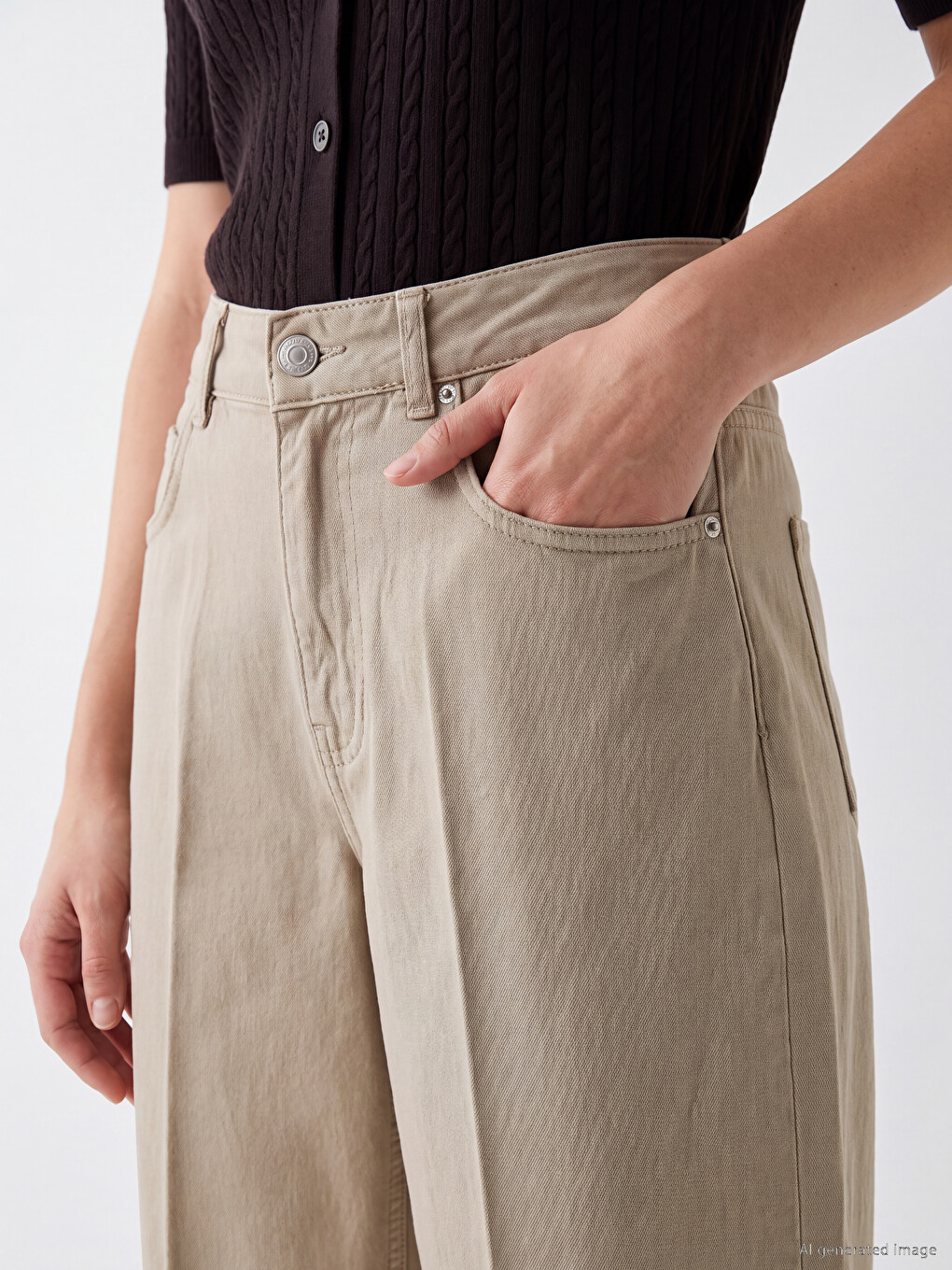 Bej Carrot Fit Kadın Jean Pantolon-2