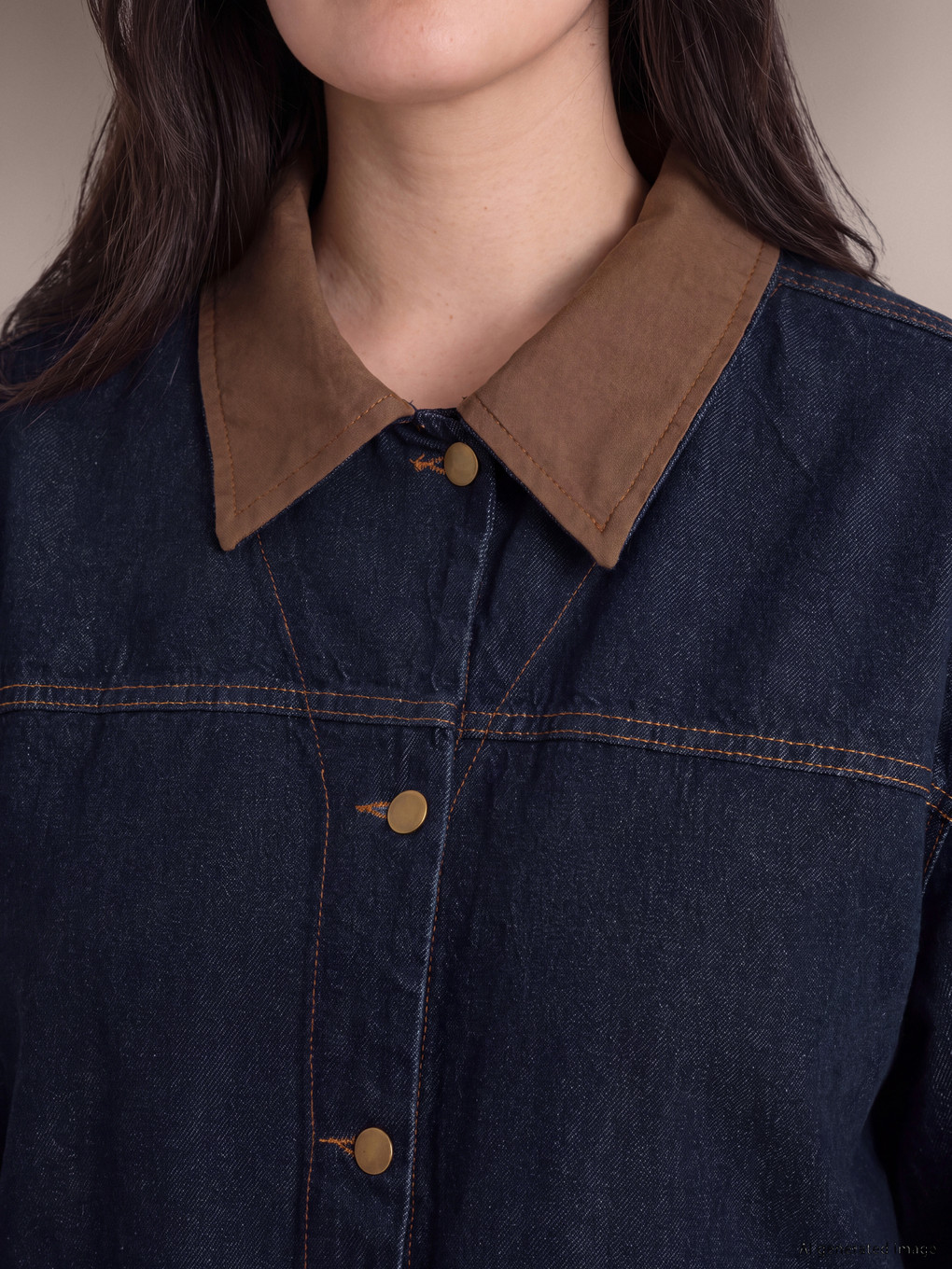 Plus Size Velvet Collar Women's Jean Jacket-2