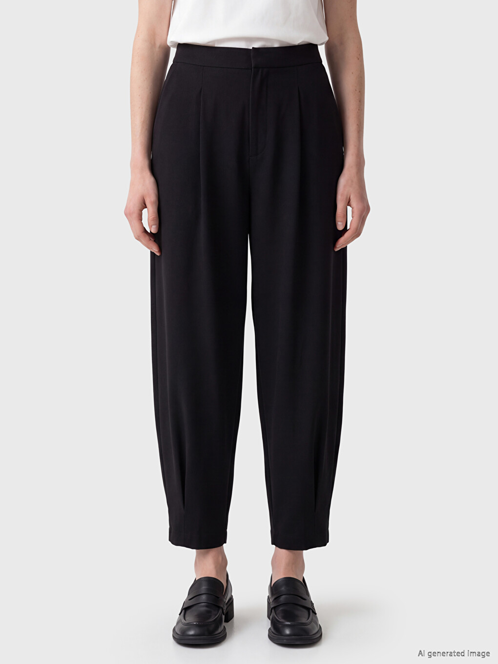 Regular Fit Women's Pleated Fabric Trousers-1