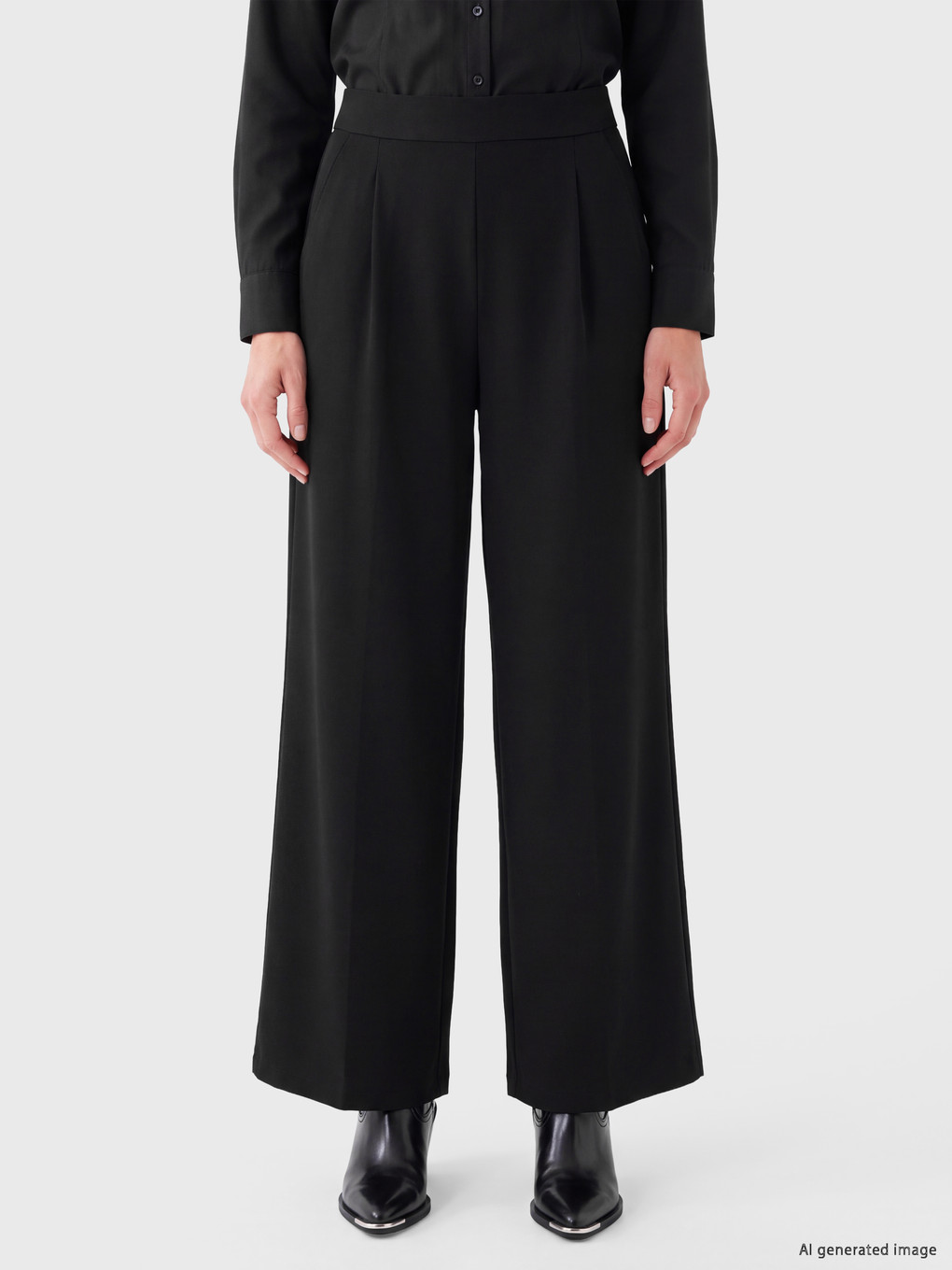 Elastic Waist Women's Pleated Trousers-1