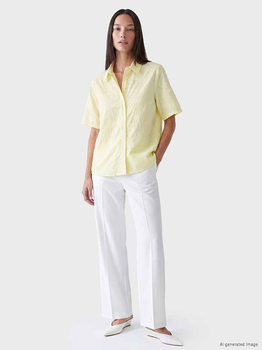 Short Sleeve Embroidered Women's Shirt-1