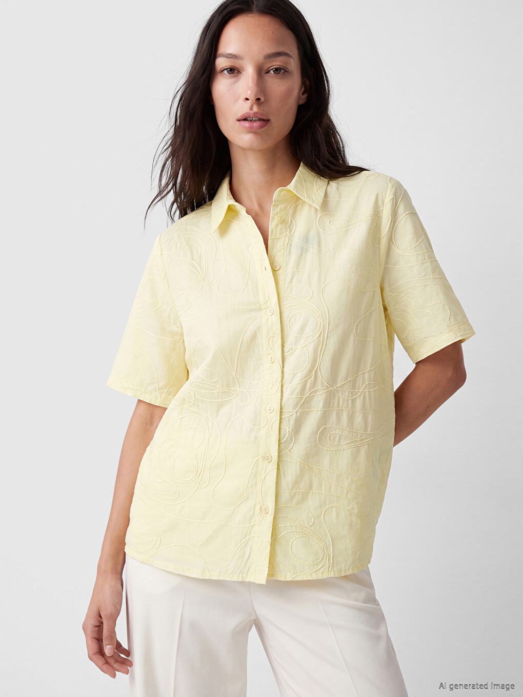 Short Sleeve Embroidered Women's Shirt