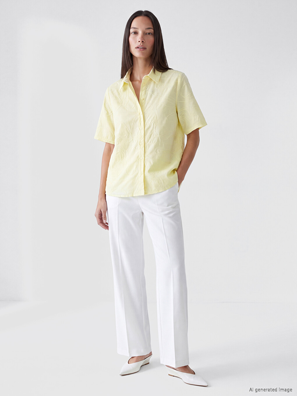 Short Sleeve Embroidered Women's Shirt-1